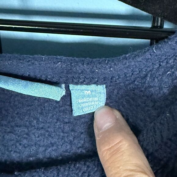 Vintage Fleece Button Front Sweater Womens M Blue Lighthouses Cottagecore - Picture 5 of 10